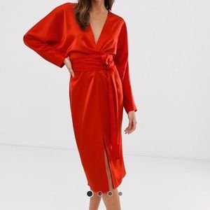 SOLD // ASOS satin midi dress+ batwing sleeves